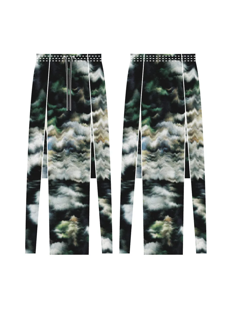 SKIRT LONG - SIDE SLOTS - VISCOSE print cloud color