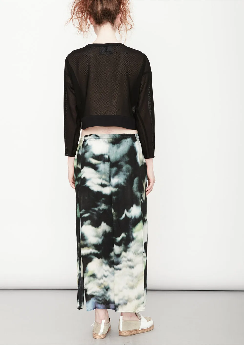 SKIRT LONG - SIDE SLOTS - VISCOSE print cloud color