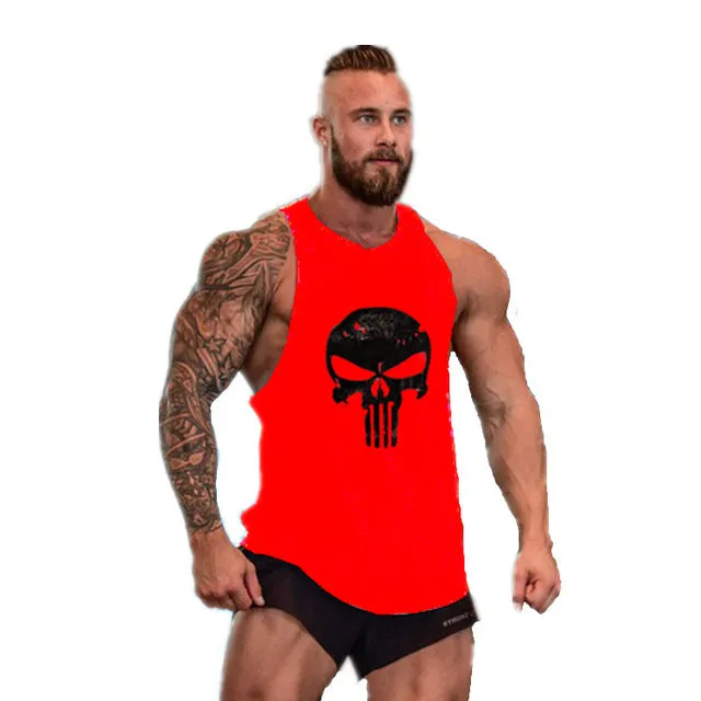 Skull Golds Bodybuilding Stringer Tank Tops men Gyms Stringer Shirt Fitness Tank Top Men Gyms Clothing Cotton Vest hoodies