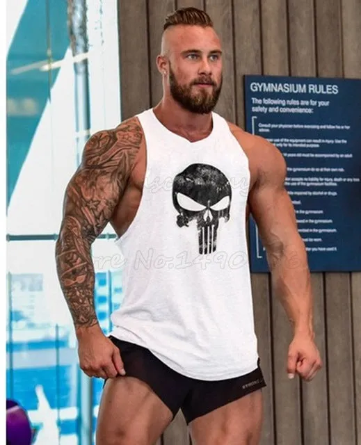 Skull Golds Bodybuilding Stringer Tank Tops men Gyms Stringer Shirt Fitness Tank Top Men Gyms Clothing Cotton Vest hoodies