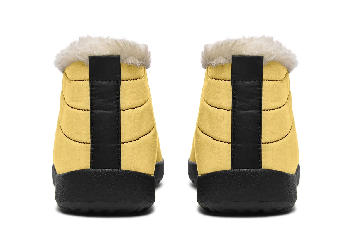 Soft Gold Winter Sneakers - Warm & Easy Slip-On Shoes Lined with Vegan Wool with Anti-Slip Soles