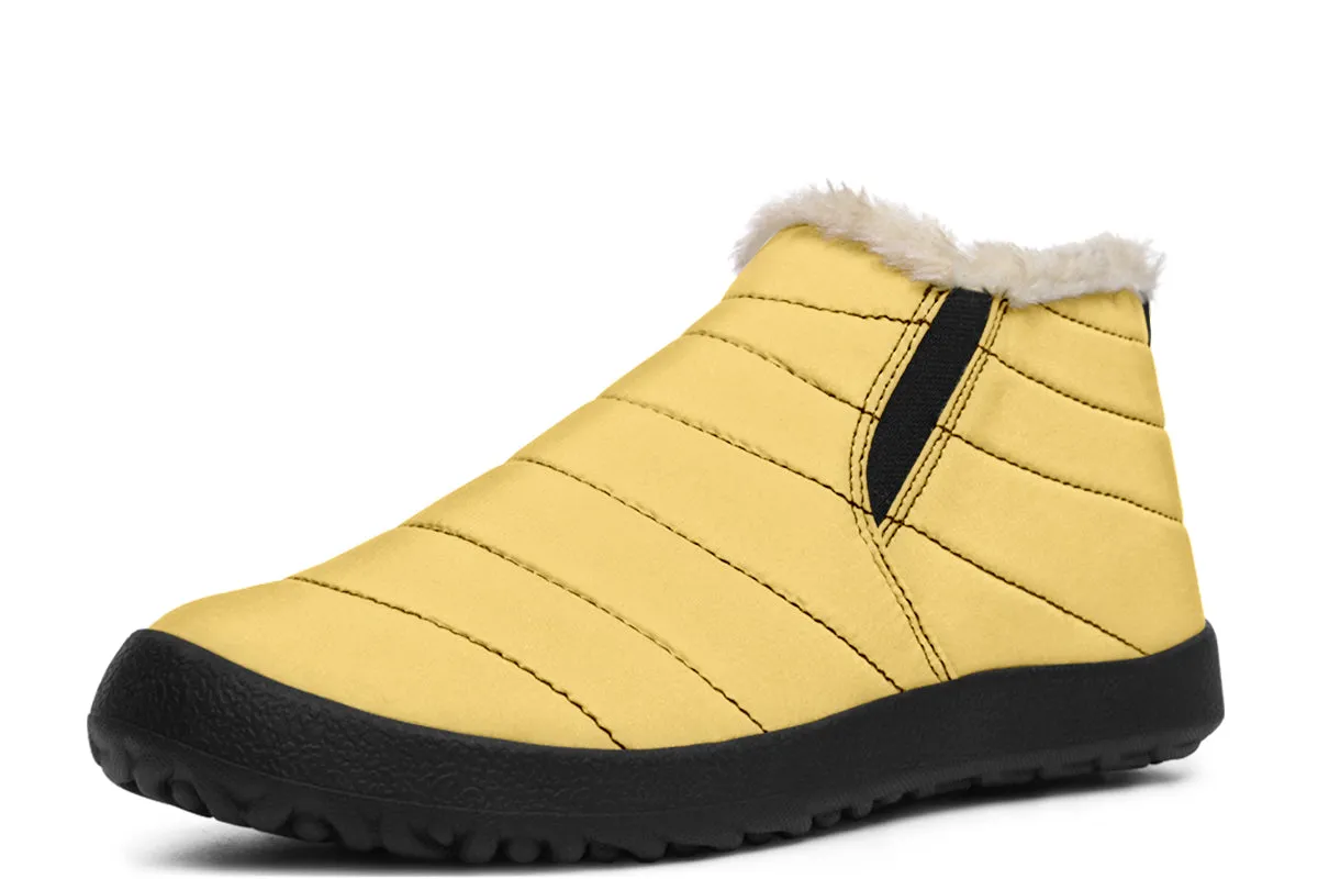 Soft Gold Winter Sneakers - Warm & Easy Slip-On Shoes Lined with Vegan Wool with Anti-Slip Soles