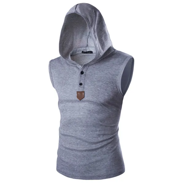 Solid Color Sleeveless Hooded Vest