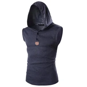 Solid Color Sleeveless Hooded Vest