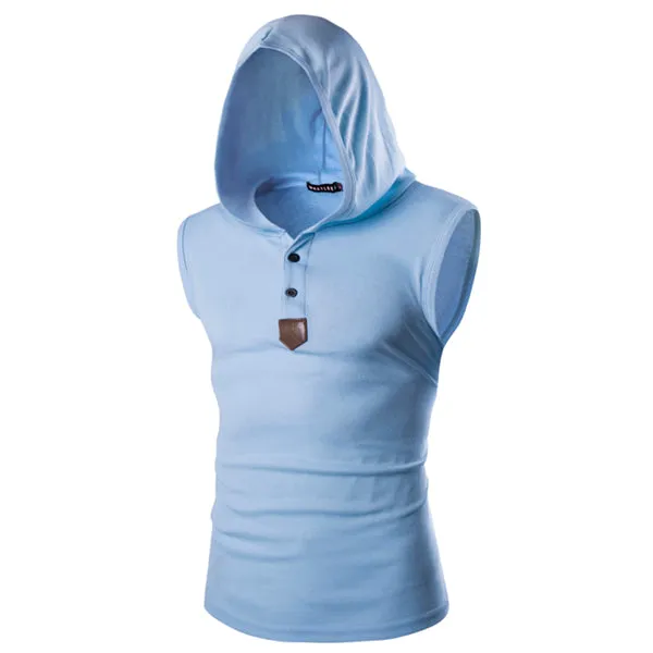 Solid Color Sleeveless Hooded Vest