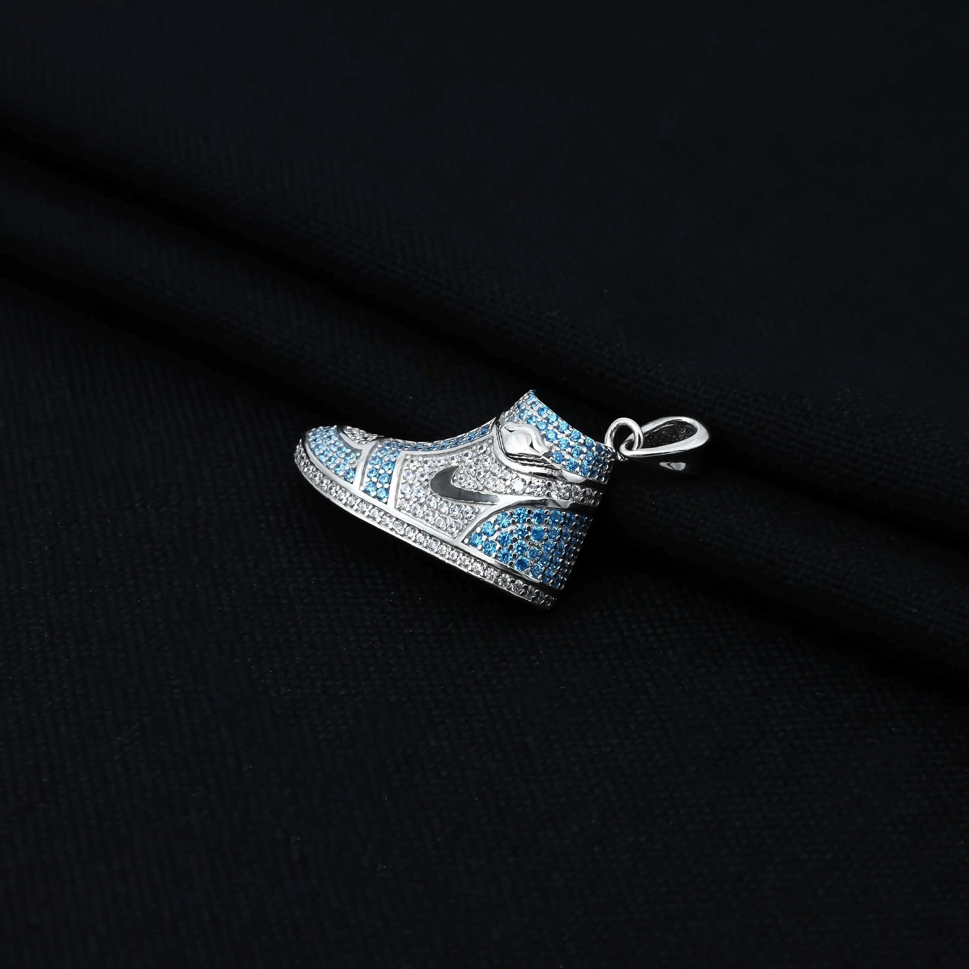 Sterling Silver Blue Jorden Design Shoe Pendent