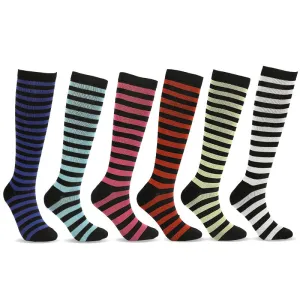 Striped Compression Socks Fitness Stockings Running Socks 6 Pairs