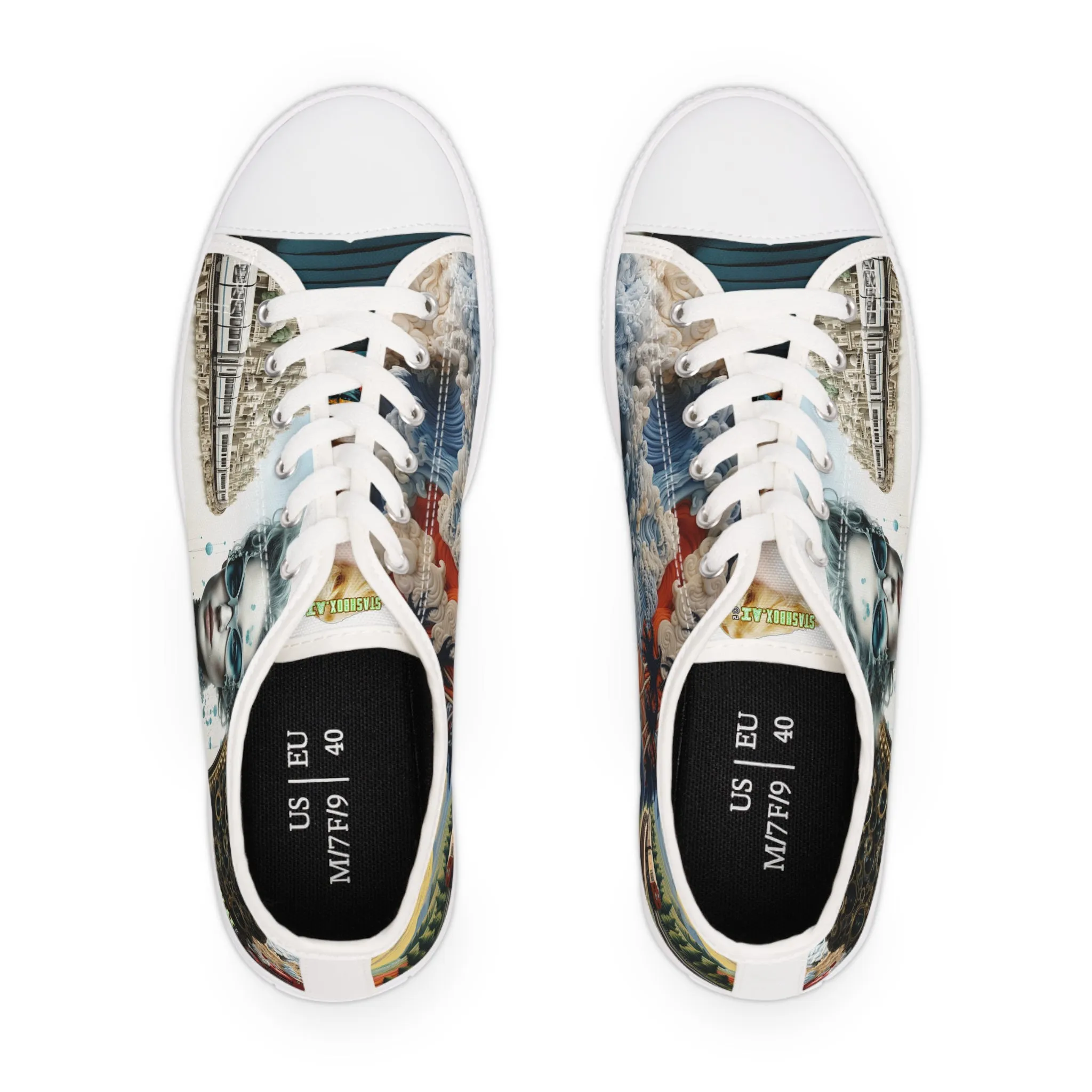 Stylish Women and Trains - Women's Low Top Sneakers 009