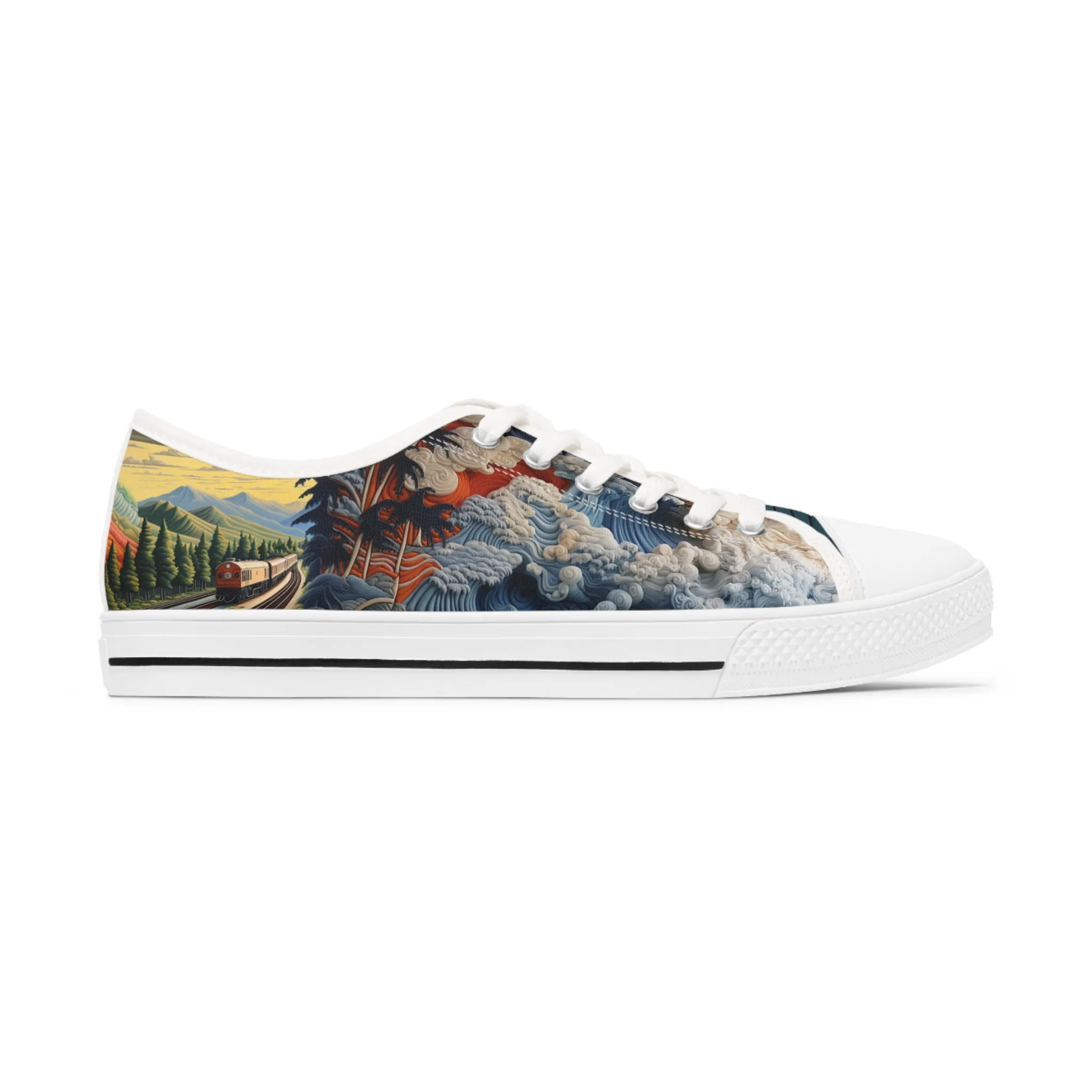 Stylish Women and Trains - Women's Low Top Sneakers 009