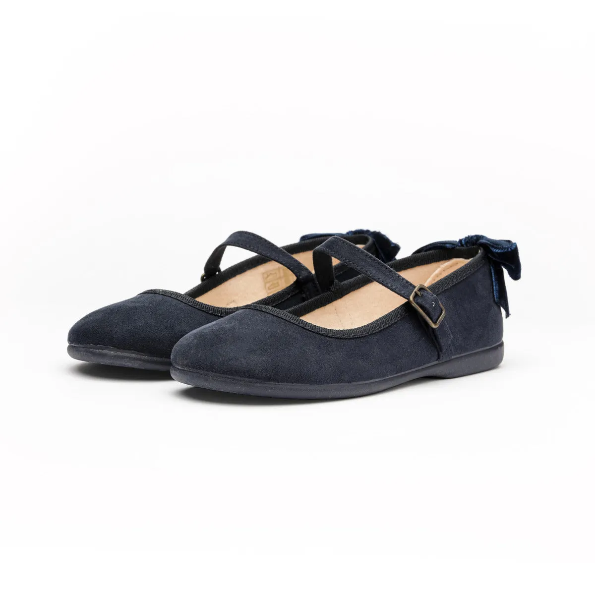 Suede Mary Janes with Velvet Bow in Navy by childrenchic