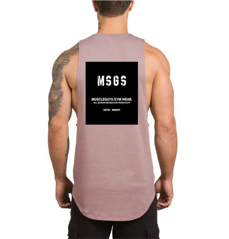 Top "NO PAIN NO GAIN" clothing - bodybuilding stringer gym tank top - men fitness singlet cotton sleeveless shirt muscle vest (TM7)(1U101)(1U100)