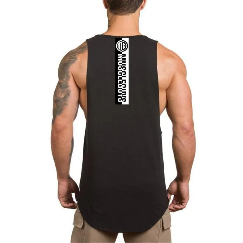 Top "NO PAIN NO GAIN" clothing - bodybuilding stringer gym tank top - men fitness singlet cotton sleeveless shirt muscle vest (TM7)(1U101)(1U100)