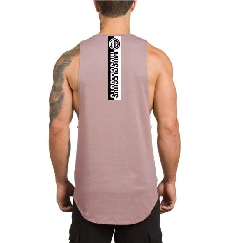 Top "NO PAIN NO GAIN" clothing - bodybuilding stringer gym tank top - men fitness singlet cotton sleeveless shirt muscle vest (TM7)(1U101)(1U100)