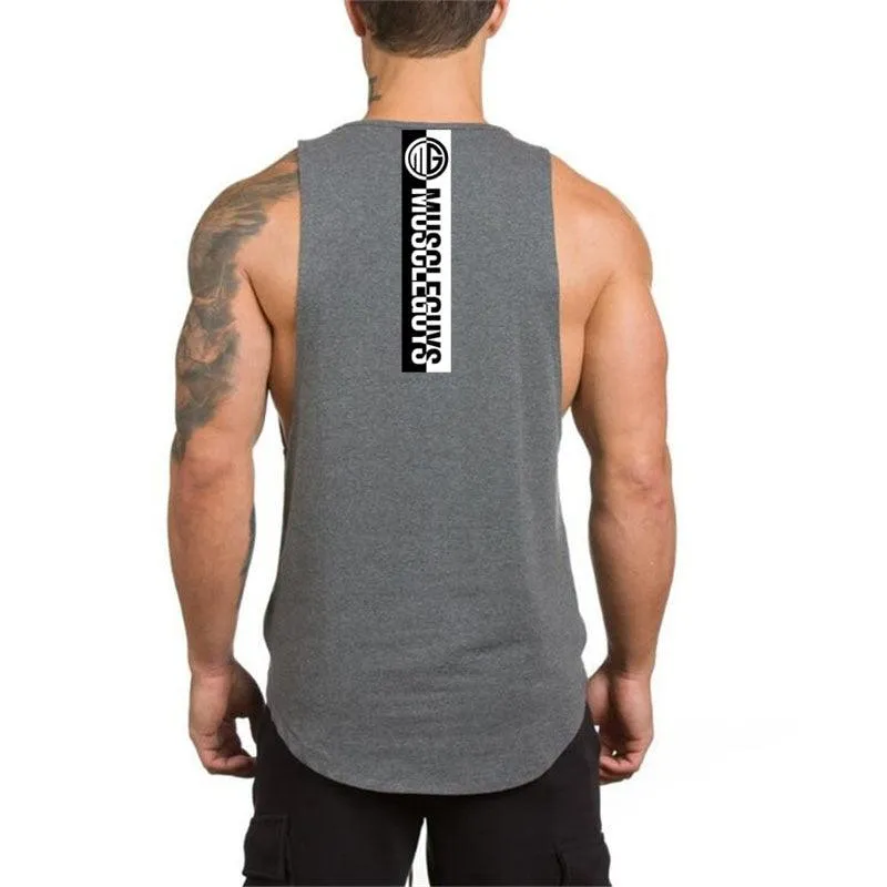 Top "NO PAIN NO GAIN" clothing - bodybuilding stringer gym tank top - men fitness singlet cotton sleeveless shirt muscle vest (TM7)(1U101)(1U100)