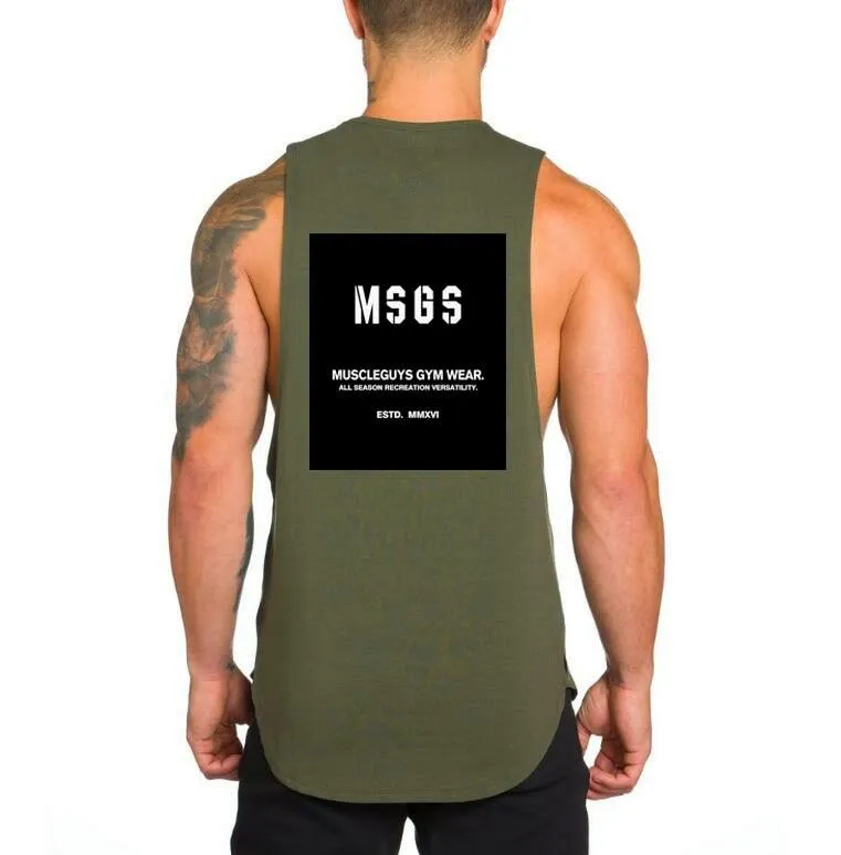 Top "NO PAIN NO GAIN" clothing - bodybuilding stringer gym tank top - men fitness singlet cotton sleeveless shirt muscle vest (TM7)(1U101)(1U100)