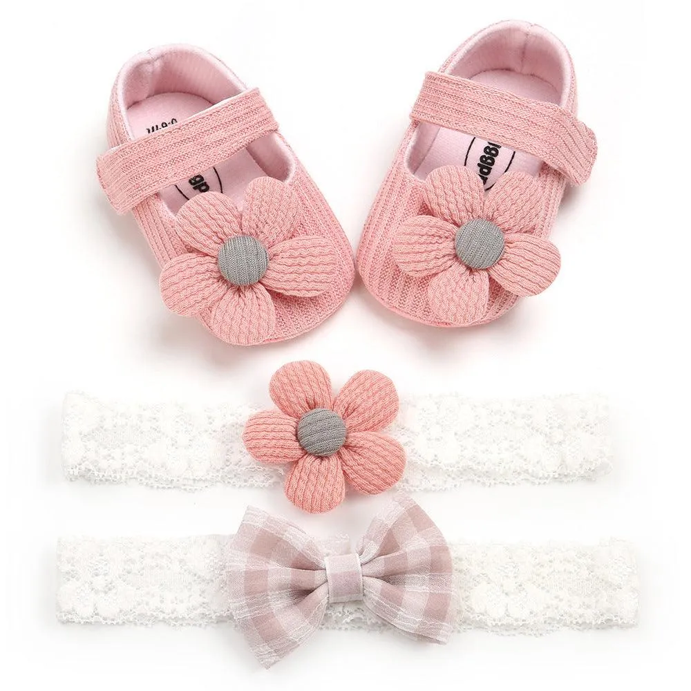 TwinkleToes Baby Princess Set – Soft-Soled Toddler Shoes & Headband Combo