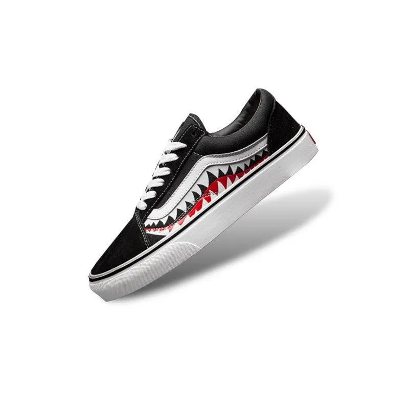 Vans X Old Skool Bape Sharktooth Black White Men Sneakers