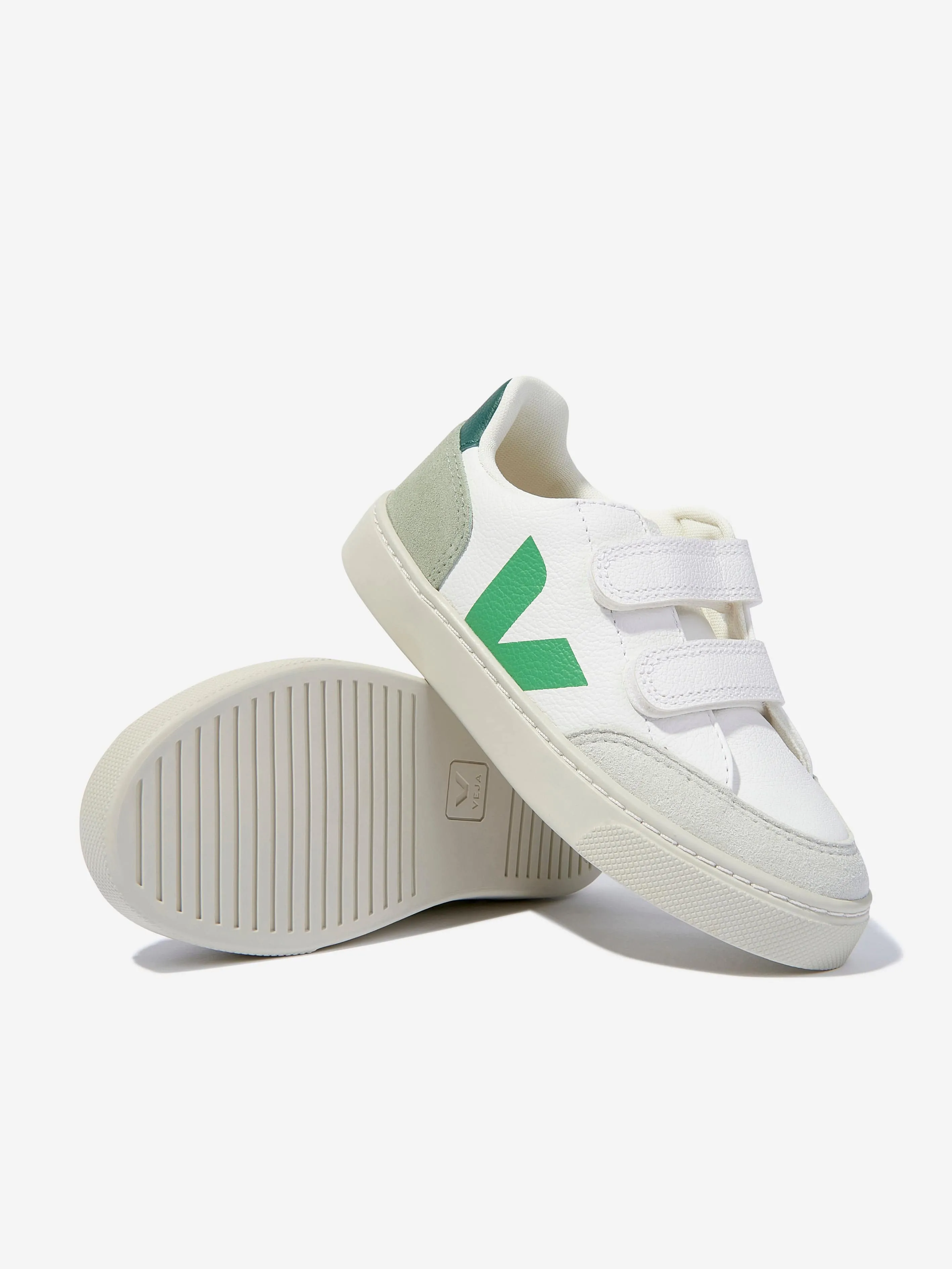 Veja Boys ChromeFree Leather V-12 Trainers in White