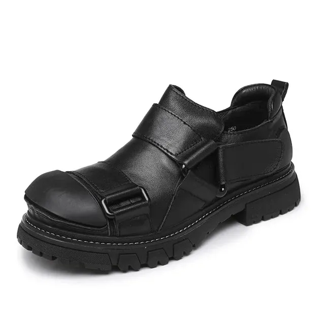 Velcro Solid Genuine Leather Shoes