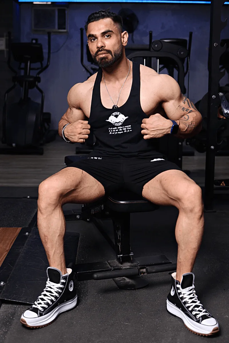 Wild Club Motivation Stringer And Shorts Coord  (Black)