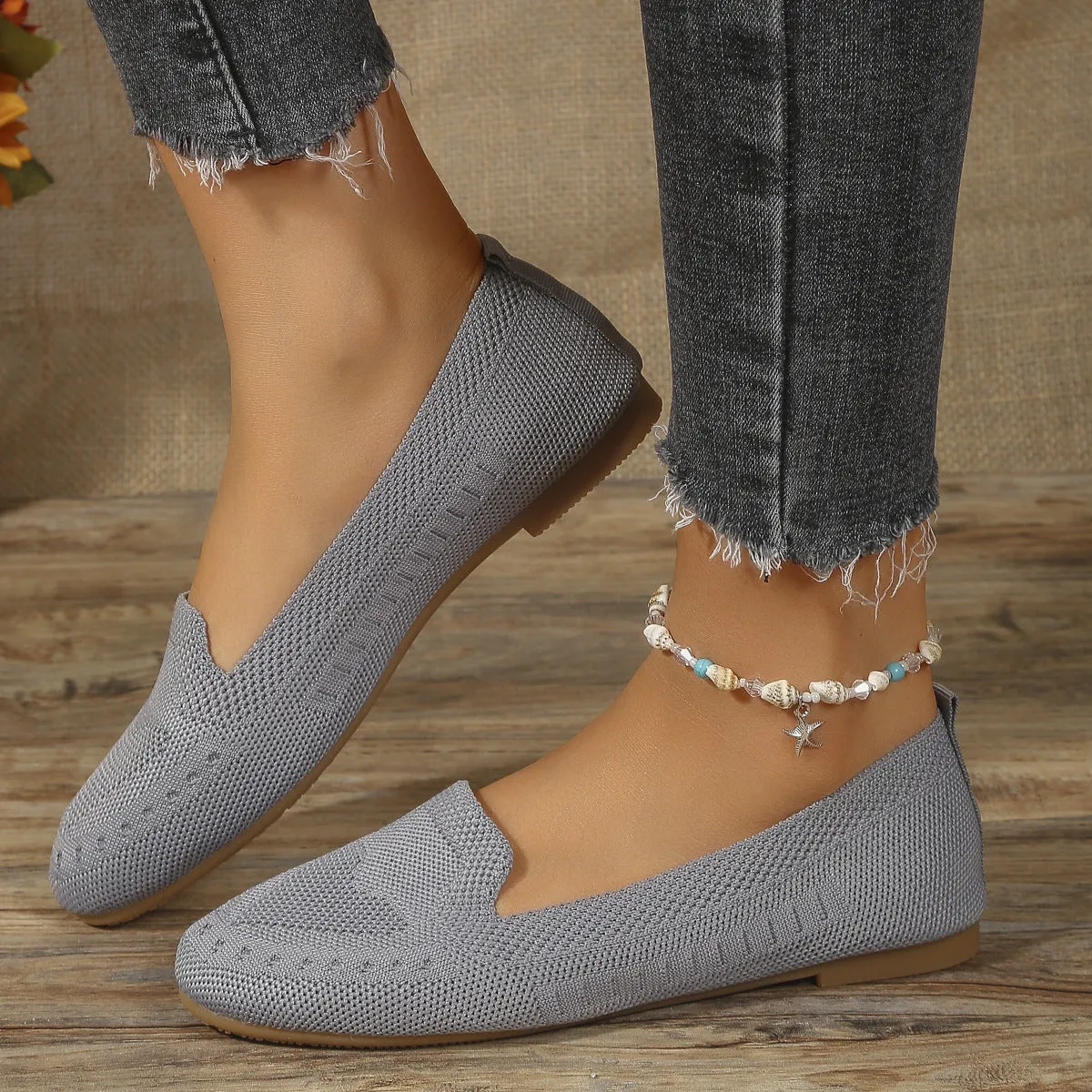 Women's Fashion Trend Flyknit Woven Flat Shoes