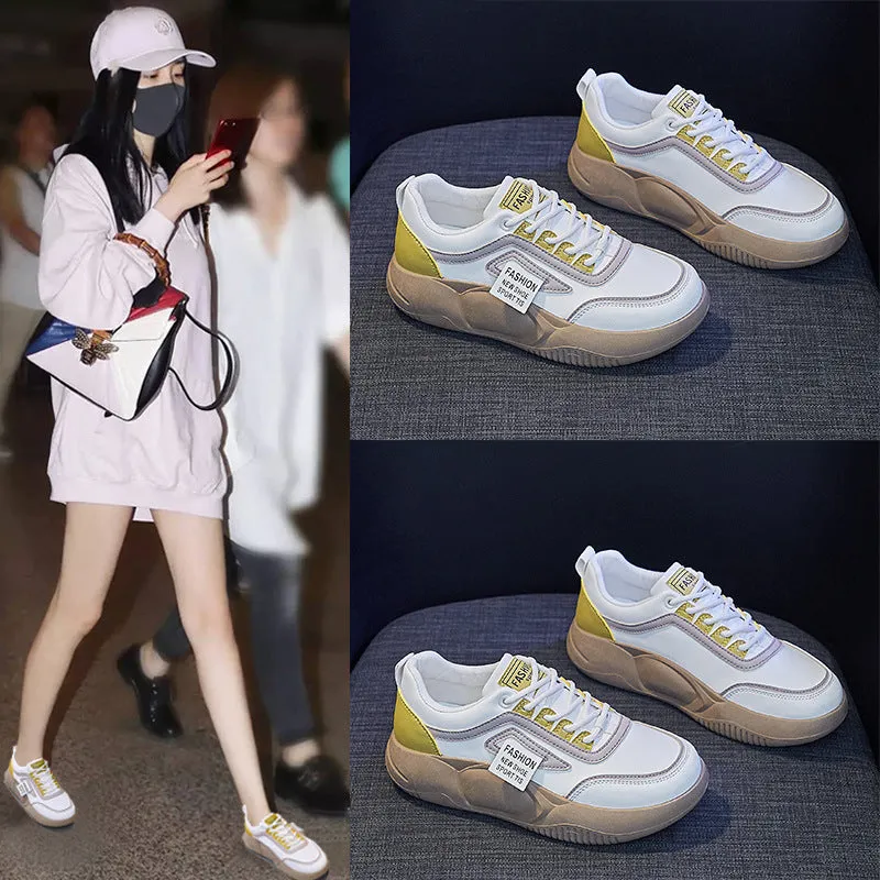 Women's Korean Style White Fashionable Street Canvas Shoes