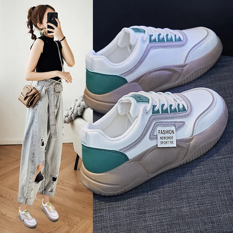 Women's Korean Style White Fashionable Street Canvas Shoes