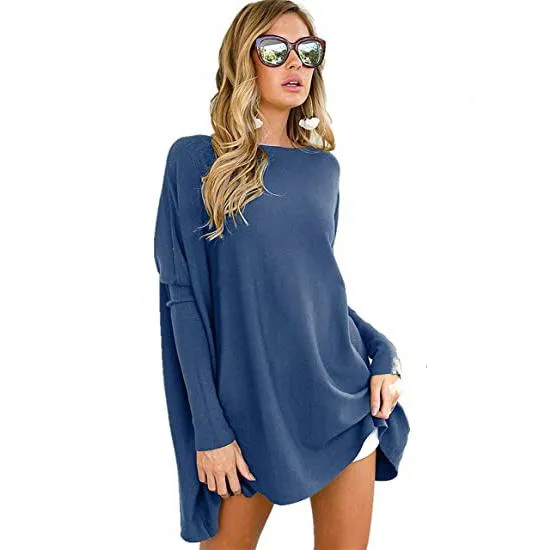 Women's Plain Oversized Loose Fitting Tunic Top