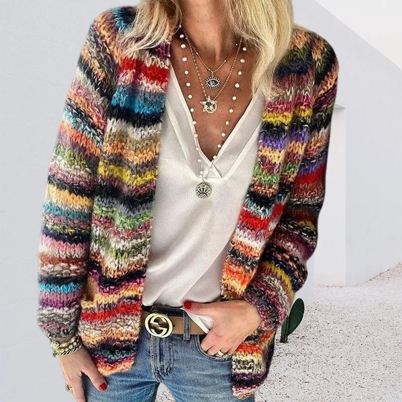 Women's Rainbow Striped Cardigan